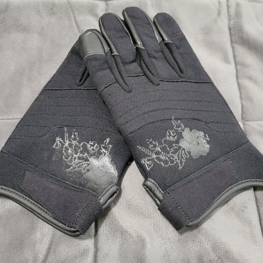 New Motorcycle Black Leather/Suede Gloves